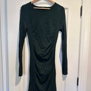 Express Dark Green Long Sleeve Sweater Dress